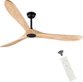 Bigzone 70" Wood Ceiling Fan With Remote, Energy Efficient Quiet DC Motor, 3 Wood Blades, Outdoor Ceiling Fans For Patios With Reversible Blades