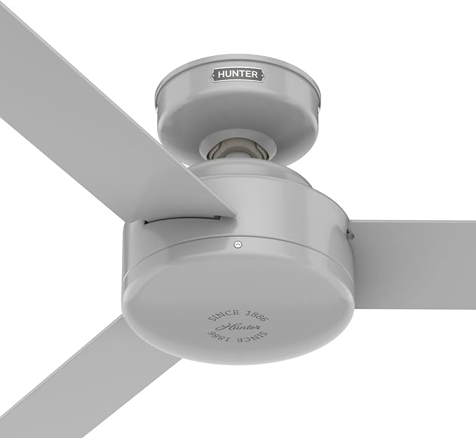 Hunter Presto, Indoor, Ceiling Fan, No Light, Modern, 52 inch, Dove Grey | Standard Mount, Wall Control, 3 Blades, For Bedroom, Living Room, Kitchen, 52383