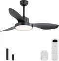 Sofucor 47 Inch Ceiling Fan with Lights and Remote Modern Outdoor Black LED Ceiling Fans with Large Light Fixture Dimmable 6 Speeds Quiet DC Motor &Timing for Patio Bedroom Living Room Office
