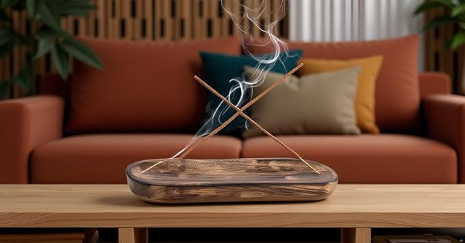 Incense Holder-Incense Burner/Ash Catcher-Handmade Wooden Incense Stick Tray Home- Meditation & Yoga Great Gift Table Décor (11"x 4" Inch)