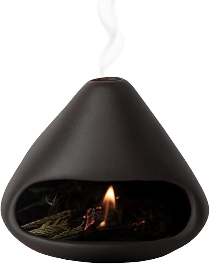 Mini Ceramic Fireplace Incense Burner, Smudge Bowl with Chimney for Sage, Aromatic Home Decor for Anxiety Relief, Meditation Supplies, Spiritual Gifts for Women & Men