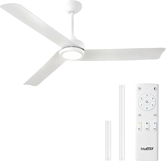 52 Inch Ceiling Fan with Light | Modern Minimalist Ceiling Fan | Reversible DC Motor, Dimmable 3-Color LED, Remote Control for Living Room