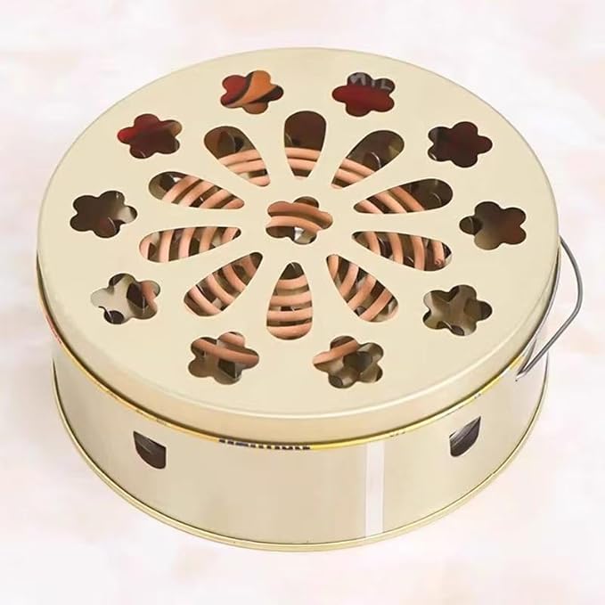 Portable Mosquito Coil Holder with Handle, Round Iron Incense Holder, Anti-Scald Design, for Home and Camping (1)