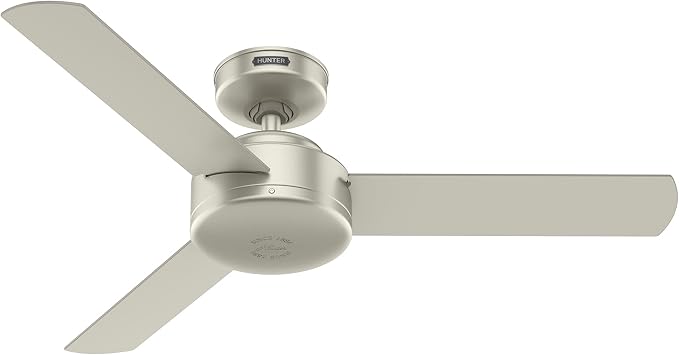 Hunter Presto, Indoor, Ceiling Fan, No Light, Modern, 44 inch, Matte Nickel | SureSpeed high velocity airflow you can feel; no-light design and 3D Interactive Guide support small rooms and offices.