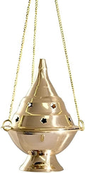 FASHCRAFT Brass Hanging Incense Burner with Chain – Star Cut Design, Antique Finish Loban Dhoop Dani for Home Temple & Puja Room Fragrance – 4.5 Inches Height