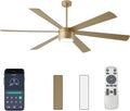 SHOWDI Gold Ceiling Fans with Lights and Remote, Quick Installation, 72 in | 2 Blade Color, Metal Material, App Remote Control, Timer, Reversible, 3CCT, Dimmable for Bedroom, Living room, Indoor