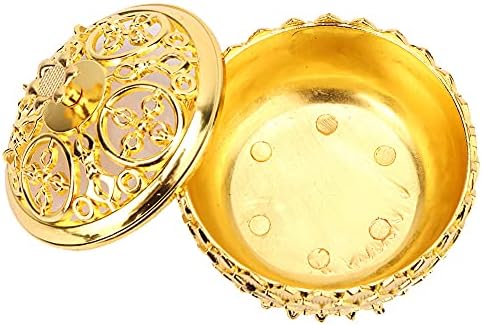 Pssopp Metal Incense, Vintage Lotus Zinc Alloy Incense Holder Sandalwood for Home Decoration Meditation(Gold)