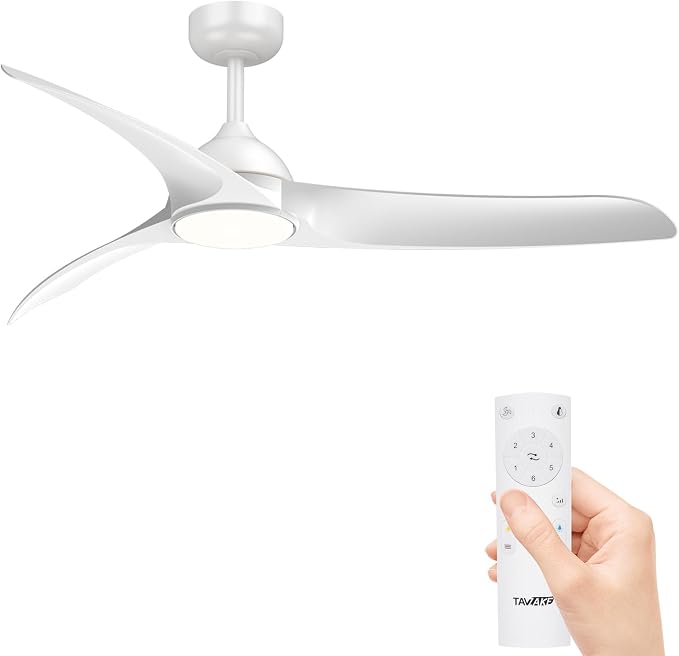 Ceiling Fans with Lights, 56 inch Low Profile Ceiling Fan with Light and Remote Control, Flush Mount, 3CCT, Dimmable, Quiet Reversible Motor, White Ceiling Fan for Bedroom Indoor/Outdoor Use