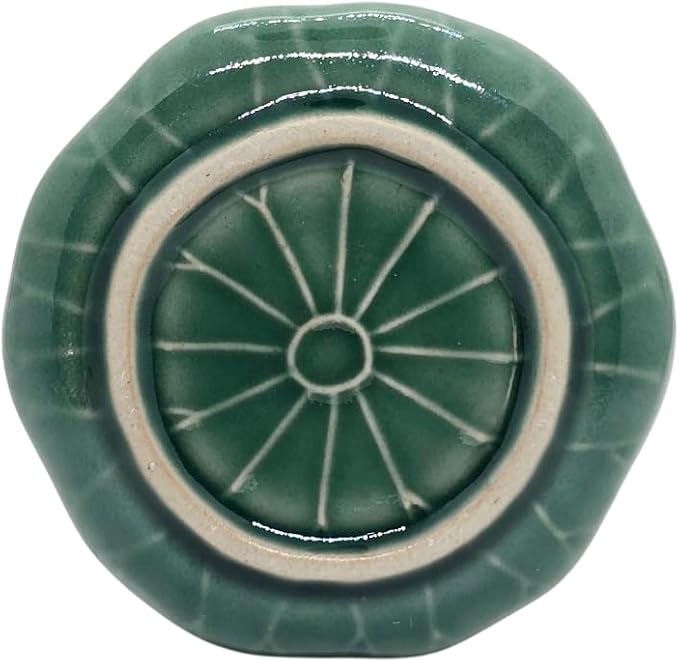Tiny 4" Dark Green Lotus Leaf Shaped Tray - Handmade Ceramic Porcelain Decorative Plate Dish Catchall Miniature Container for Jewelry Personal Items Incense Holders Trays Décor Gifts