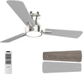OPONL Ceiling Fan with Light, 42 inch Low Profile Ceiling fan with Light and Remote Control, Reversible, 6CCT, Dimmable, Noiseless, Nickel Ceiling Fan for Bedroom, Indoor/Outdoor Use, Modern