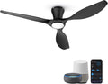 TALOYA 52 Inch Smart Ceiling Fans with Lights Led Remote Control Flush Mount Low Profile for Bedroom Farmhouse Patio Outdoor Living Room Kitchen Dining Room,DC Motor,Reversible,Black