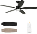 52" Ceiling Fan for Living Room - 5 Blades Modern Ceiling Fan with Light for Bedroom - Quiet DC Motor - 3CCT - 6 Speeds - Dimmable - Reversible Function - Black