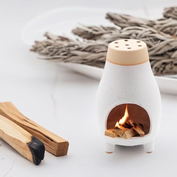 Palo Santo Sage Incense Holder I Meditation Gift Ceramic Décor Bowl Witchcraft Supplies Smudge Bowl I Elegant Burner for Spiritual Cleansing and Meditation Sessions