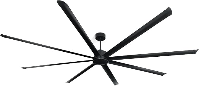 120 Inch HVLS Industrial Ceiling Fan, Large Ceiling Fan with Remote Control, High Airflow Commercial Fan for Garage Gym Shop Warehouse, Quiet DC Motor, 6 Speeds, 8 Aluminum Blades