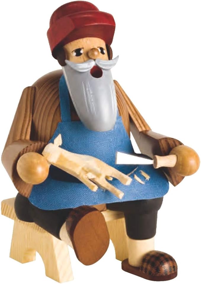 KWO Smoking Men Incense Holder, Carver, 16 cm, Wood, Multicolour, One Size