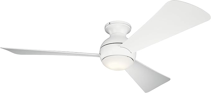 Kichler 330152MWH 54 Inch Sola Ceiling Fan LED, 3 Speed Wall Control Full Function, Matte White Finish with Matte White Blades