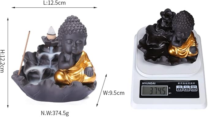 Creativity Lotus Backflow Incense Burner Smoke Waterfall Buddha Incense Aromatherapy Stick Holder Craft for Yoga Room/Office/Home Decor (D)