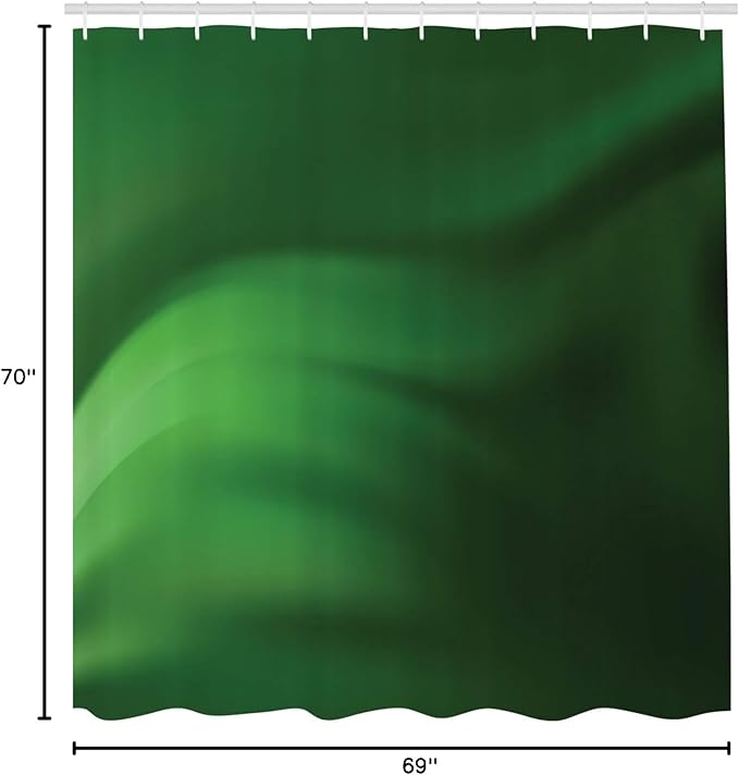 Ambesonne Forest Green Shower Curtain, Abstract Pattern with Color Wave in Green Shades Ombre Effect, Cloth Fabric Bathroom Decor Set with Hooks, 69" W x 70" L, Forest Green