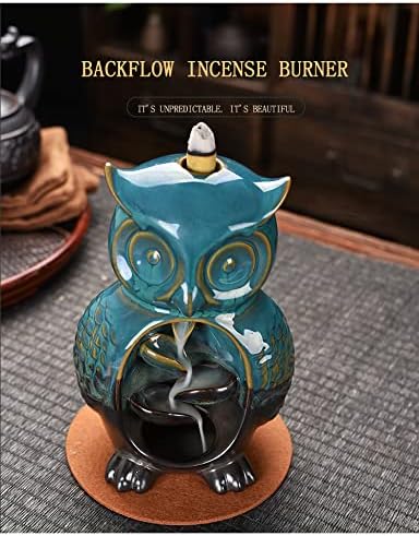 Mountain Waterfall Incense Burner，Backfall Incense Holder River, Incense Falls Meditation Decor for Room with Upgrade Incense Cones and Accessories (OWL)