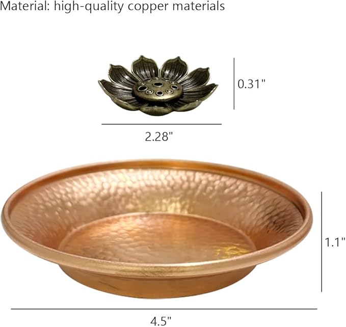 WAYUTO 2pcs Copper Decorative Bowl Hand-Hammered 4.5 Inch Copper Incense Burner Holder Prayer Ritual Plate Sauces Plate Smudging Bowl Ash Catcher Candle Trays Altar Bowl Jewelry Dish Keys Basket