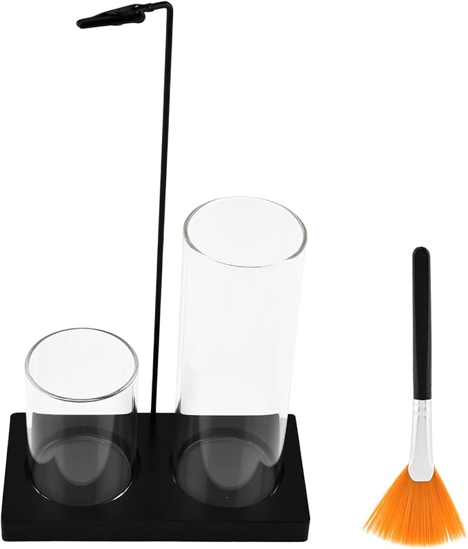 2 in 1 Incense Holder for Sticks, Glass Incense Burner Holder with Storage, Upside Down Incenses Holders with Glass Ash Catcher for Home Meditation Yoga Spa Room(Color:Black)