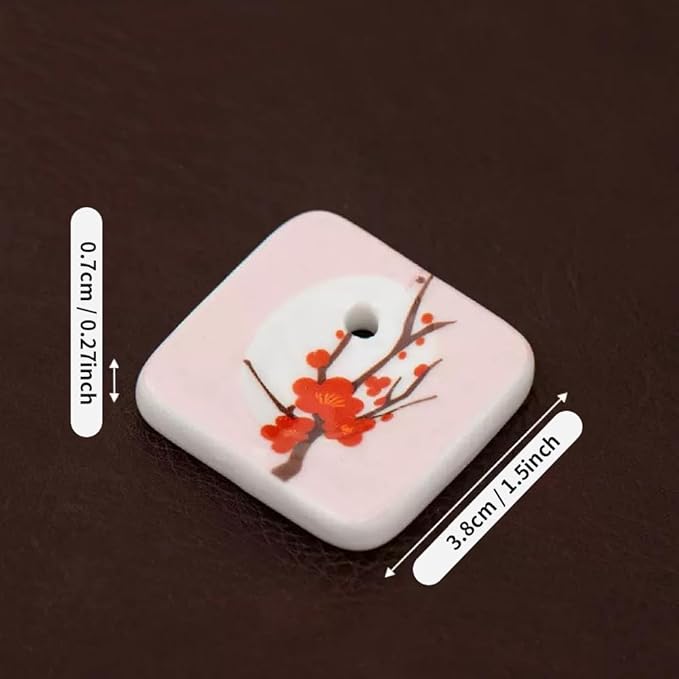 Set of 5, Mini Rabbit/Snowflake/Plum Blossom/Fireworks/Bamboo Triangle Japanese Ceramic Handmade Cute Incense Stick Holder, Unique Ash Catcher Inscent Tray and Decorative Gift, Home Decor 1.49 inch
