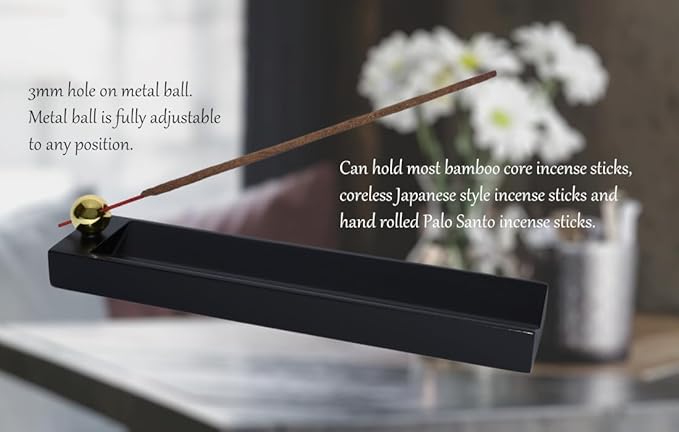 Black V-Shape Tray Wooden Incense Stick Holder