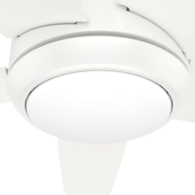 Hunter 52 inch Indoor Ceiling Fan with LED Light and Remote Control - White Ceiling Fan, Standard Mount, 5 Blades, For Bedroom, Living Room, or Kitchen, Quiet - Zayden 51697, Fresh White