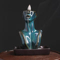 YYW Statue Backflow Incense Holder Incense Burner Waterfall Aromatherapy Ornament Home Decor with Incense Cones and Incense Stick (Blue)