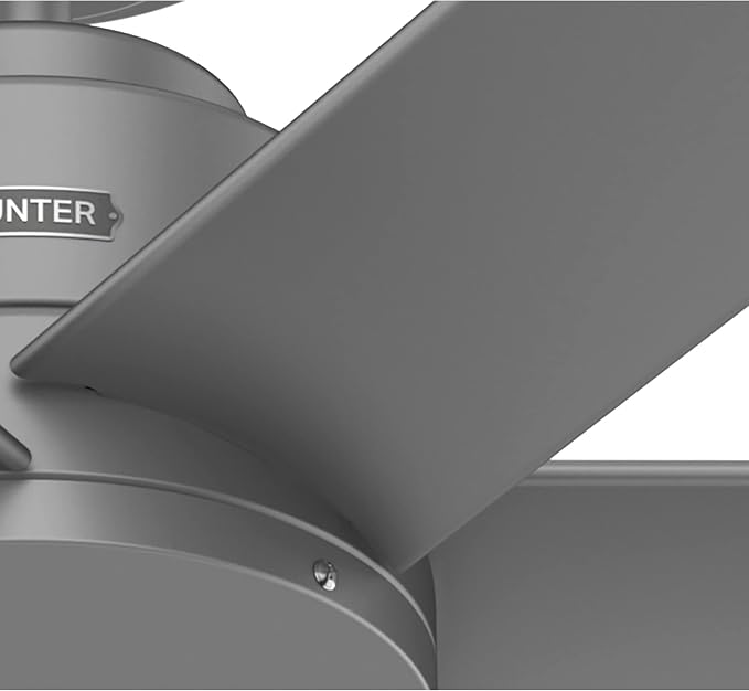 Hunter Kennicott, Outdoor or Indoor, Ceiling Fan, 52 inch, Matte Silver | No Light, Standard Mount, Wall Control, 6 Blades, For Living Room, Patio, Porch, Garage, 51179
