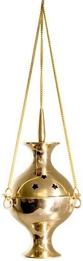 Hanging Censer/Charcoal Incense Burner, 6" H, Tea Light Candle or Charcoal Resin Heated for Home Decor, Beautiful Adjustable Design for Worship. (Hanging Censer)