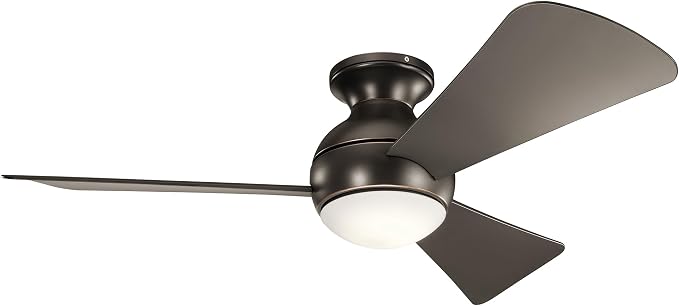 Kichler Sola LED 44" 3 Blade Fan with Etched Cased Opal Glass in Olde Bronze finish and Brown Blades