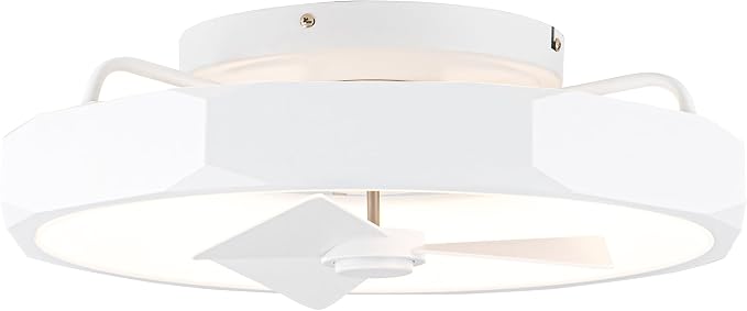 Low Profile White Ceiling Fans with Lights and Remote - 20" Flush Mount Ceiling Fan Bedroom, 3000-6000K Dimmable Fandelier LED Fan Light, 6 Wind Speeds, Modern Ventilador de Techo