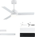 LANMEL 42 Inch Metal Ceiling Fan with Light, Modern Flush Mount Low Profile with Remote Control, Reversible, 3cct Dimmable, Quiet, White LED for Bedroom, Living Room, Indoor/Outdoor Patio Use