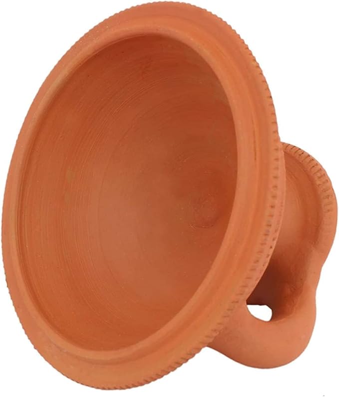 Generic CreativeZone Natural Clay Dhoop Loban Dani Burner Holder for Puja Medium Size Handmade Antique Pooja Hawan Pot Stand for Puja Room Home & Office, 13 x 10 x 10 cm, Brown