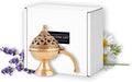 Pure Brass Loban Burner/Dhoop Dani | Round Dhuna Incense Burner for Loban & Dhoop | Traditional Tabletop Brass Dhooni for Home Purification | Small Size