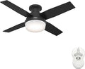 Hunter Dempsey, Indoor, Ceiling Fan, Modern, Quiet, 44 inch, Matte Black | with LED Light and Remote Control, Low Profile Mount, 4 Blades, For Bedroom, Living Room, Kitchen, 52390
