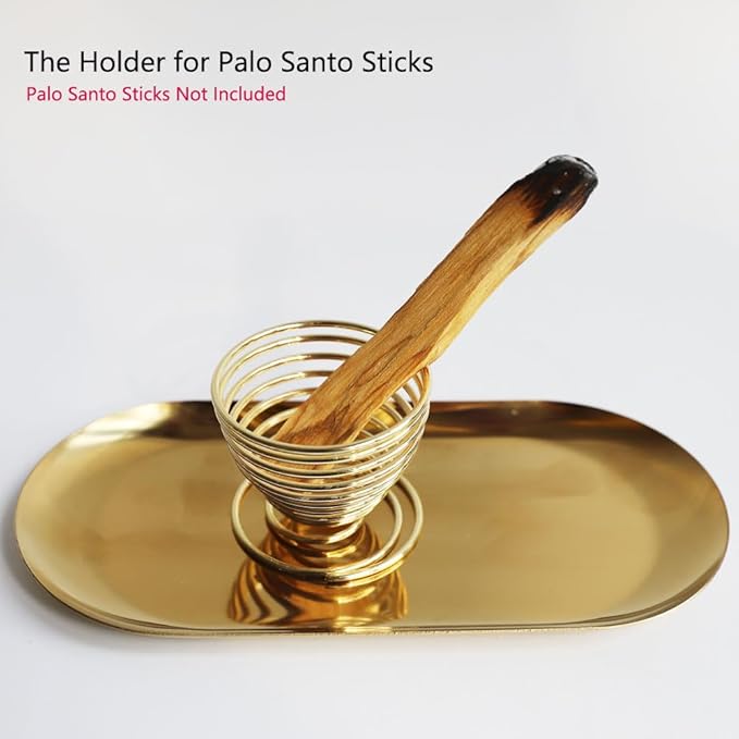 5 in1Incense Burner,Palo Santo Holder,Sage Holder, Incense Holder with Ash Catcher for Incense Sticks,Coil Incense,Incense Cones in Devotional Area, Yoga, Meditation Room Home Décor (Oval)