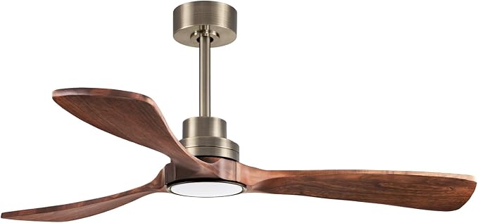 52inch silent ceiling fan with remote control, in antique bronze and walnut | 3CCT, mobile app, full memory function, for use in living rooms, dining rooms, bedrooms, offices, balconies, and outdoors.