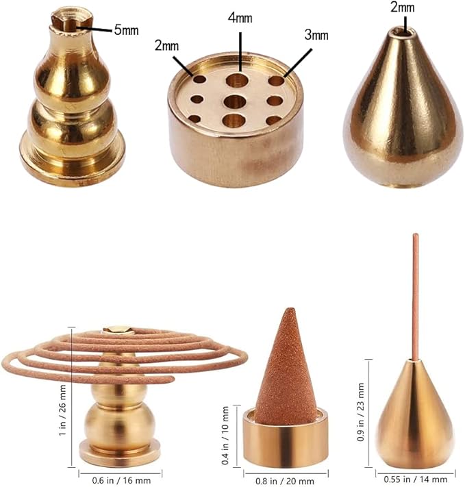 Brass Incense Burner, Incense Cone Holder, Coil Incense Holder, Incense Stick Holder, 3 Styles.