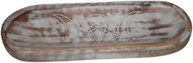 Rustic Wooden Incense Burner Holder - Handcrafted Mango Wood Insence Tray, Incense Burner/Incense Holder/Ash Catcher 12" Heat Resistant - Perfect for Meditation, Yoga & Aromatherapy (NaturalBrownn)