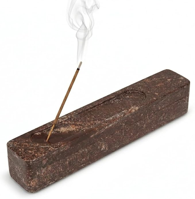 Wooden Incense Holder Burner, Coffin Incense Storage Box Holder for Sticks, Incense-Stick Holder & Ash Catcher with Storage for Meditation, Bedroom, Office (12 Inches)