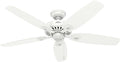 Hunter Builder Elite, Indoor, Ceiling Fan, No Light, 52 inch, Snow White | Standard Mount, Pull Chain, 5 Blades, For Bedroom, Living Room, Kitchen, 53240