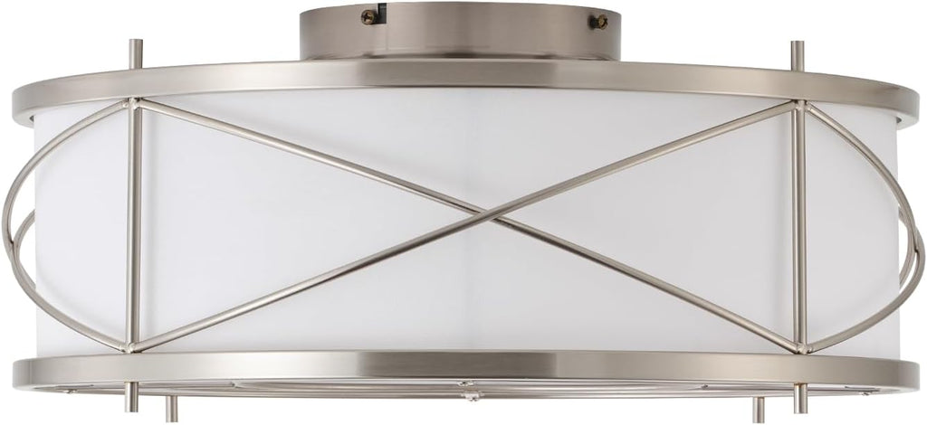 Silver Flush Mount Boho Ceiling Fan with Lights, 20" Caged Rattan Ceiling Fans with Light and Remote, Enclosed with 6 Speeds for Living Room, Bedroom, Nursery