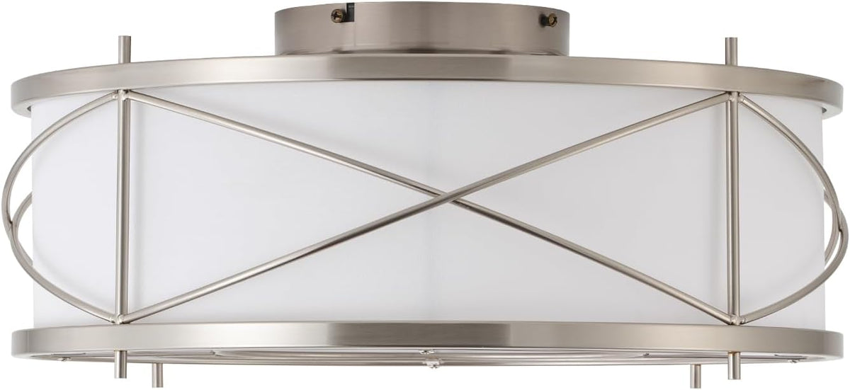 Silver Flush Mount Boho Ceiling Fan with Lights, 20" Caged Rattan Ceiling Fans with Light and Remote, Enclosed with 6 Speeds for Living Room, Bedroom, Nursery