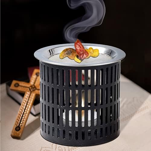 Incense Burner to use with tealight, Iron in Black, Height 3.15 inch