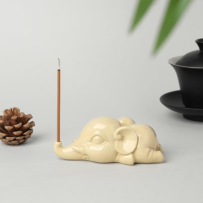 Cacukap Cute Elephant Incense Burner, Incense Holder for Sticks, Elephant Theme Incense Tray, Adorable Home Decoration, Unique Gifts Idea for Elephant Lover