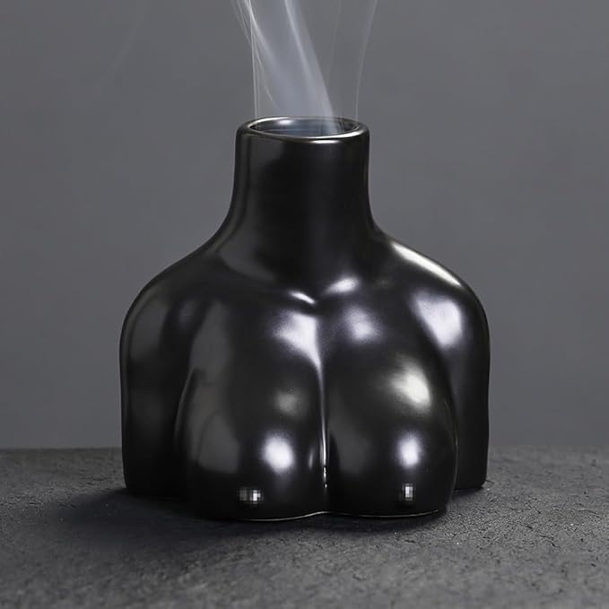 Palo Santo Holder Ceramic Incense Holder for Burning Palo Santo Sticks and Sage Sticks, Creative Palo Santo Burner for Spiritual Meditation & Yoga, Sage Holder for Tabletop Art Decorative (Black)