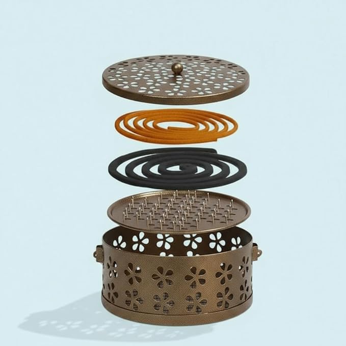 Heat-Resistant Mosquito Coil Holder, Round Iron Incense Stand with Handle, Incense Holder for Home, Outdoor, Office