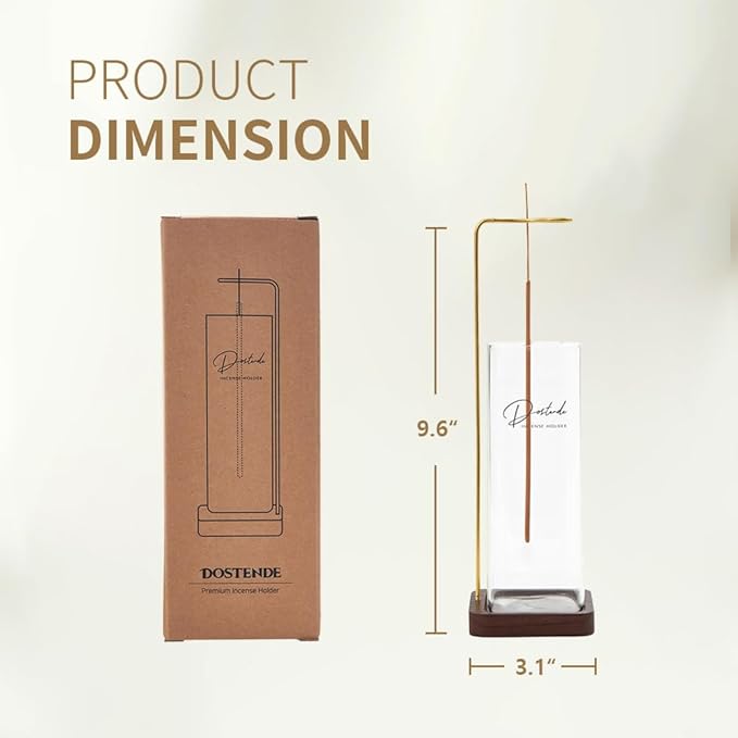 Incense Holder, Multi-Purpose Design Glass Incense Burner ash Catcher with Brass Incense Stick Holder for Home Decor Yoga Spa Madiation (Glass)